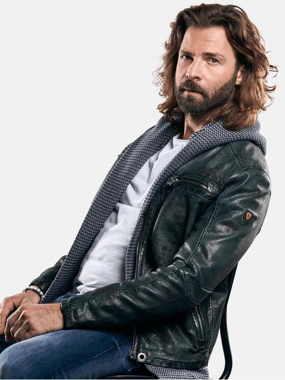 emilio adani Herren Lederjacke im Retrodesign Braun 29144