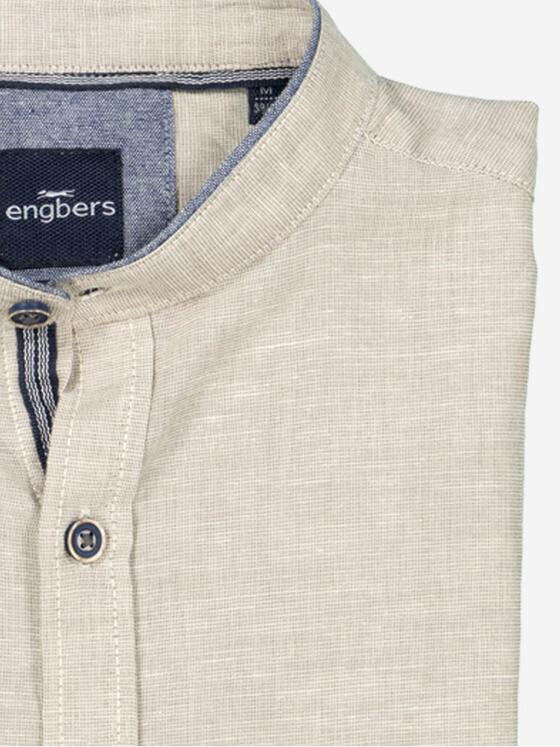 engbers Herren Kurzarm-Hemd mit Leinenanteil Beige 36552