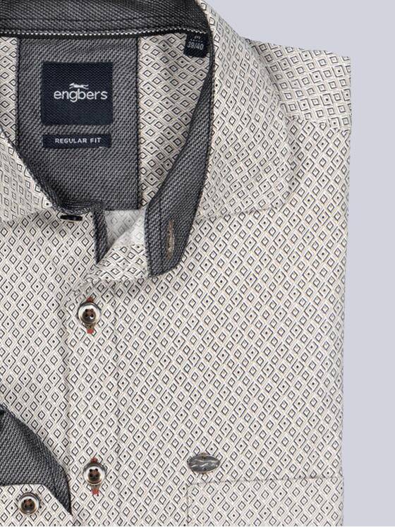 engbers Herren Langarm-Hemd gemustert Beige 35329