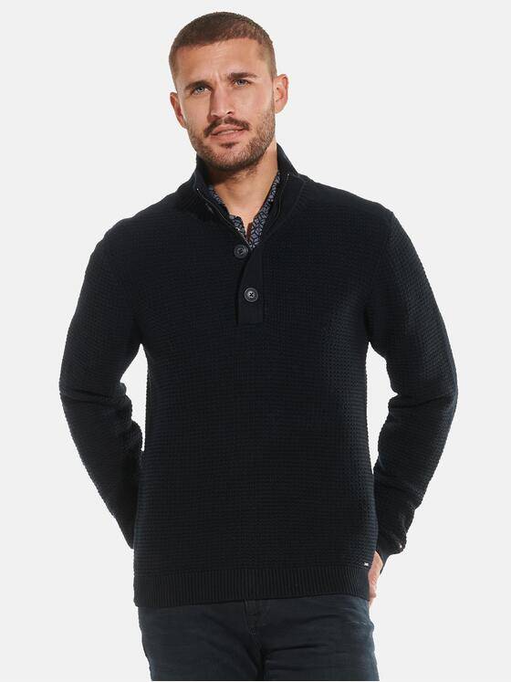 emilio adani Herren Pullover mit Troyerkragen Blau 32291