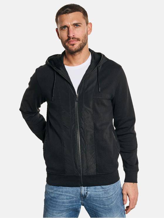 emilio adani Herren Innovative Sweatjacke mit Kapuze Schwarz 32620
