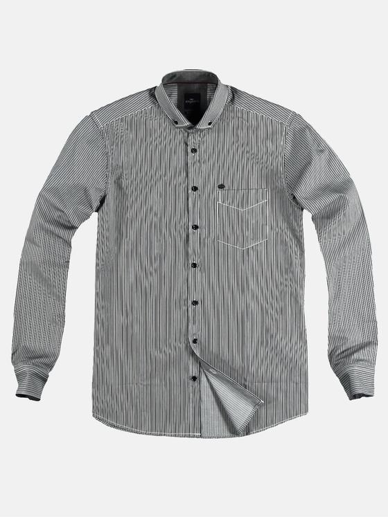 engbers Herren Streifenhemd Vollzwirn Schwarz 28961