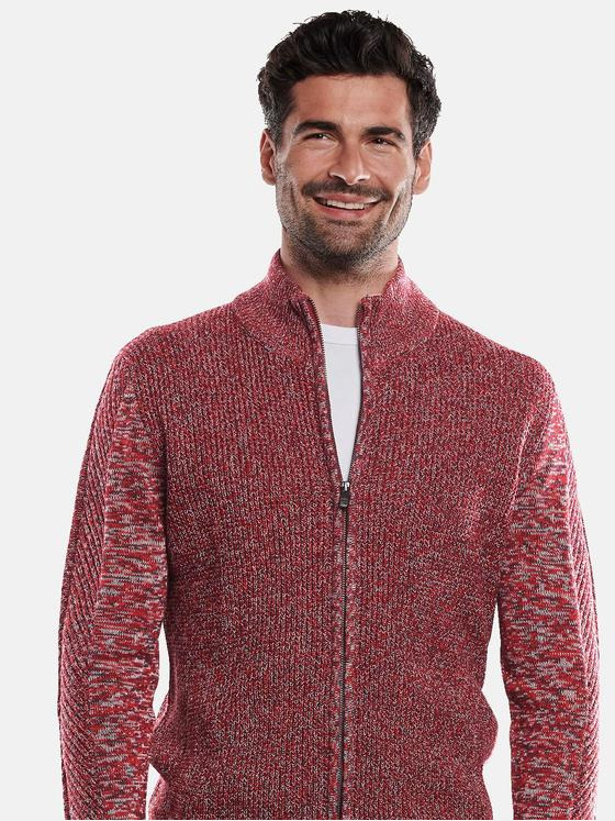 engbers Herren Strickjacke mit Zopfmuster Rot 31870