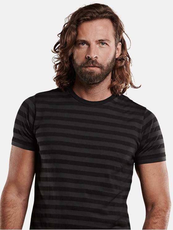 emilio adani Herren Strukturmix T-Shirt Schwarz 28974