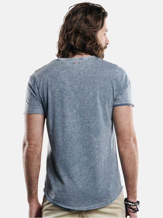 emilio adani Herren Slub-Jersey-Shirt mit dezentem Streifenmuster Blau 29250