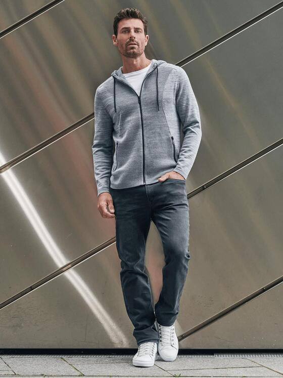 ENGBERS GERMANY Herren Cardigan mit Kapuze Silbergrau 33942