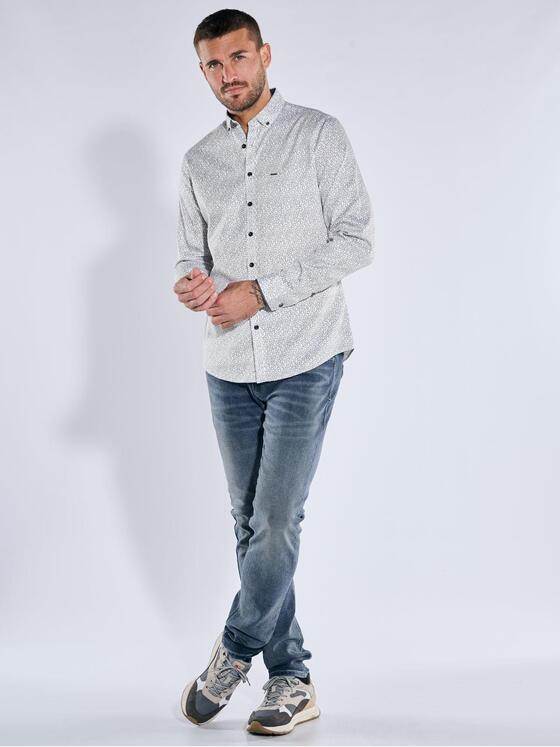 emilio adani Herren Langarm-Hemd strukturiert Reinweiss 39159