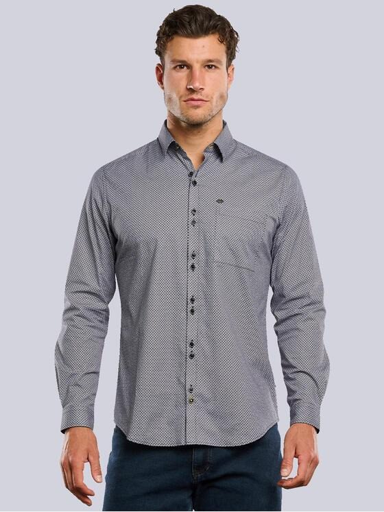 engbers Herren Langarm-Hemd gemustert Saphirblau 34029