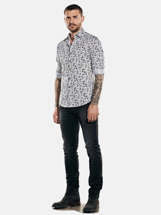 emilio adani Herren Langarm-Hemd mit floralem Print Braun 31869