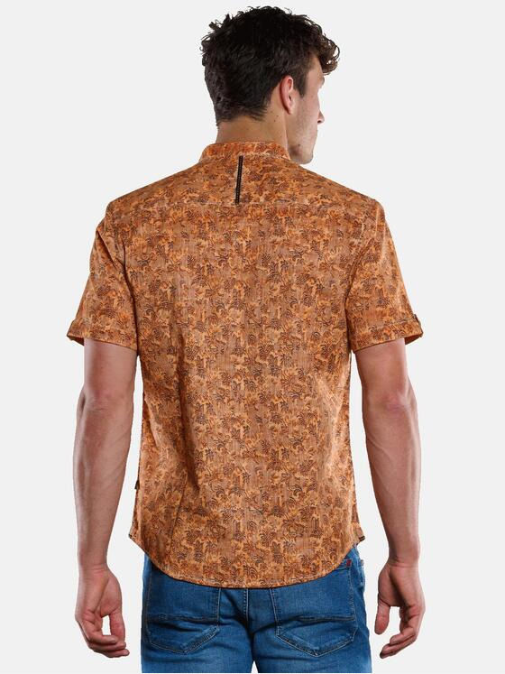 engbers Herren Kurzarm-Hemd mit floralem Print Dunkelorange 33437