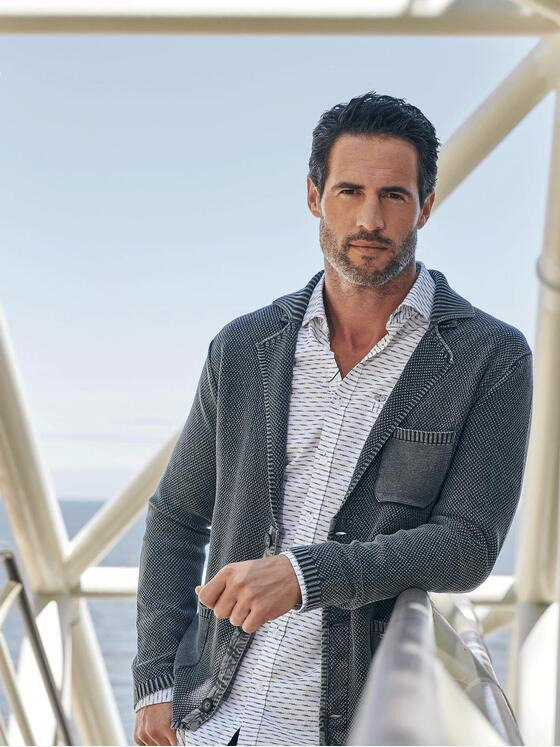 engbers Herren Sportives Stricksakko Granitgrau 30438