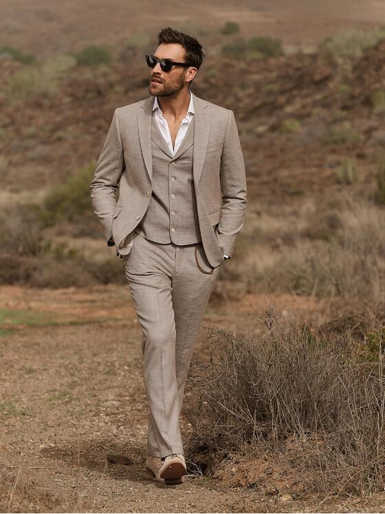 emilio adani Herren Anzug-Sakko slim fit Beige 36448