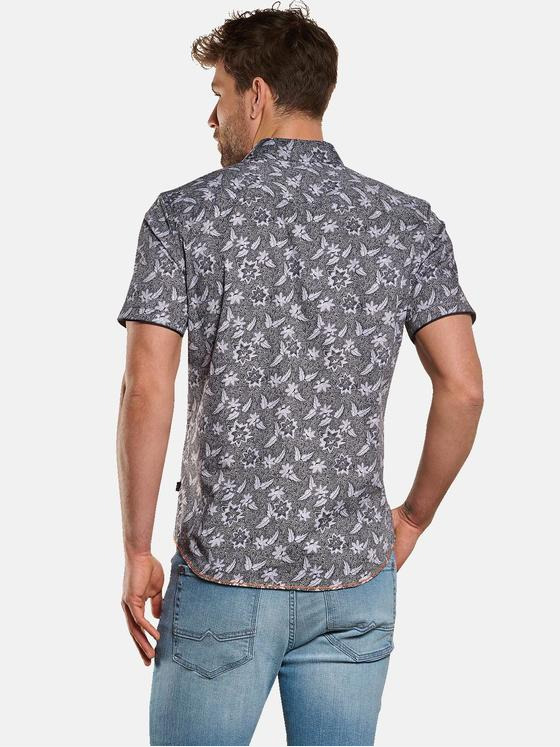 engbers Herren Kurzarm-Hemd floral gemustert Granitgrau 33061