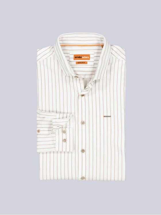 emilio adani Herren Langarm-Hemd gestreift Beige 35214