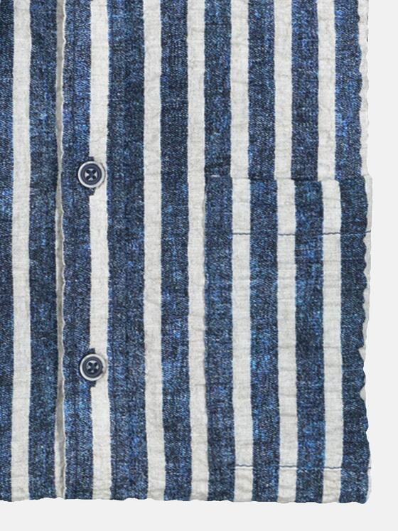 engbers Herren Kurzarm-Hemd gestreift Blau 36882