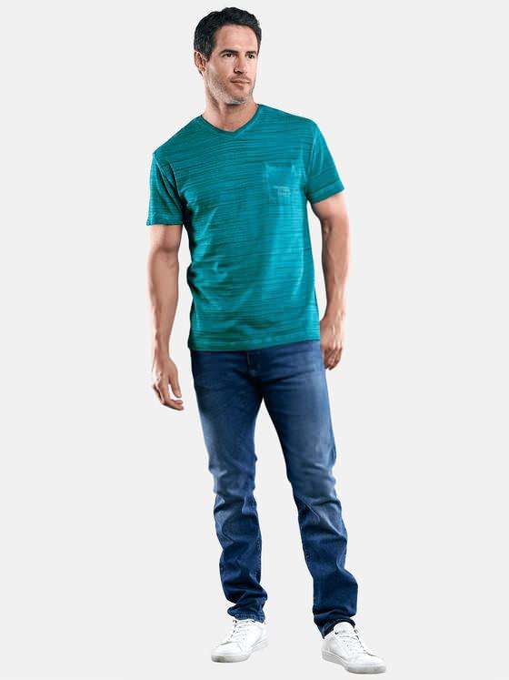 engbers Herren T-Shirt in Flammgarnoptik Petrol 29238