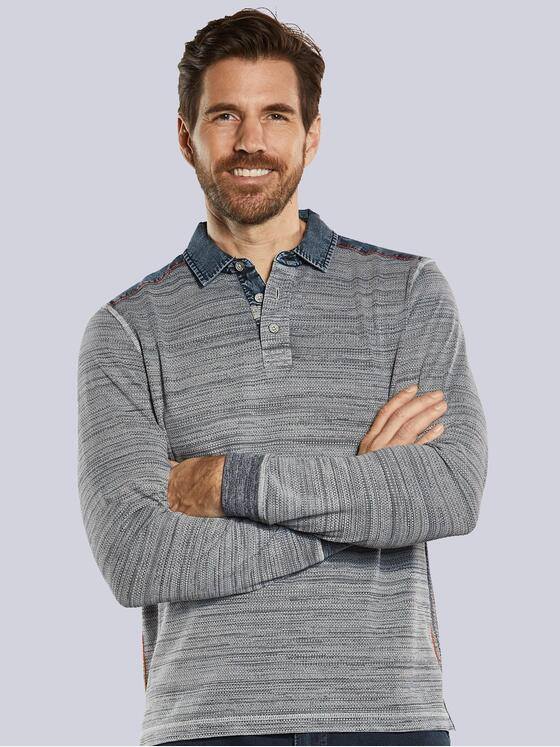 engbers Herren Langarm-Shirt mit Polokragen Grau 34332