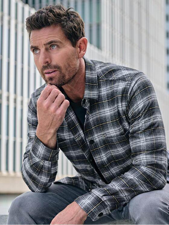 engbers Herren Langarm-Hemd gemustert Schwarz 37845