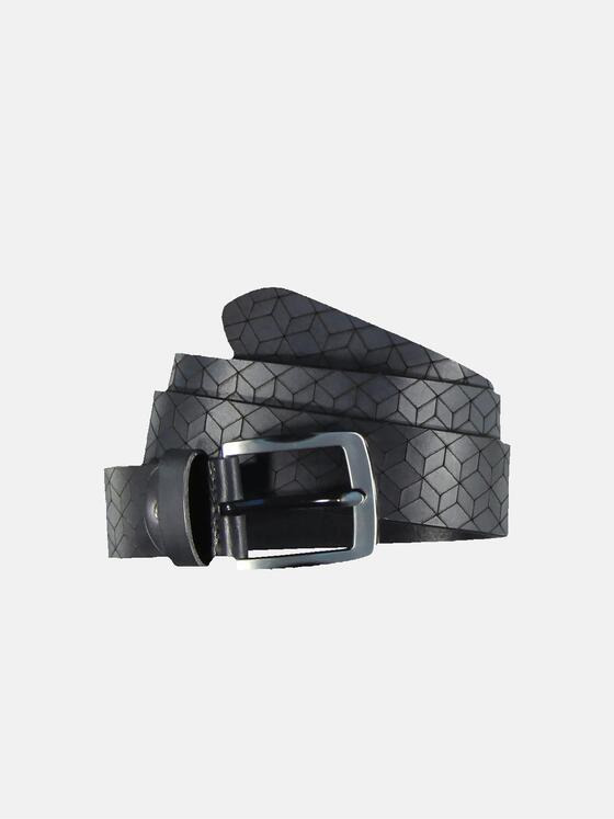 engbers Herren Ledergürtel mit Grafik-Muster Saphirblau 32084