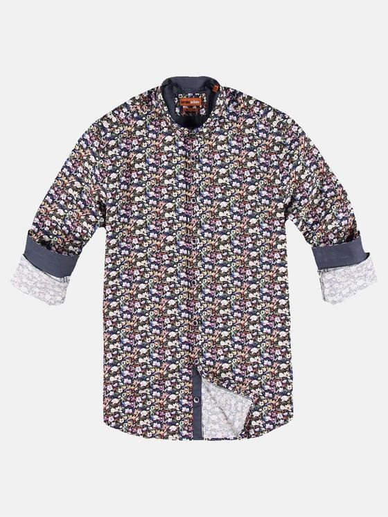 emilio adani Herren Langarmhemd mit floralem All-Over-Print Grün 30952