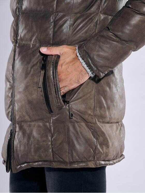 emilio adani Herren Lederjacke regular Braun 37431