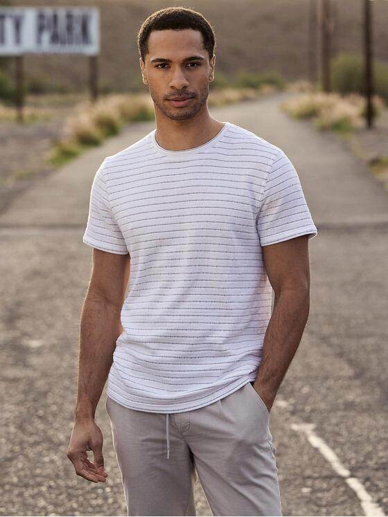 emilio adani Herren Rundhals T-Shirt Reinweiss 40462