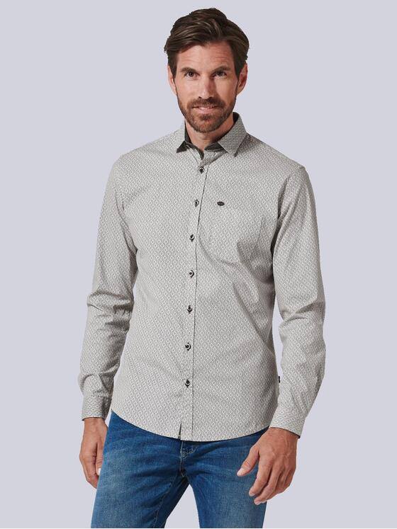 engbers Herren Langarm-Hemd gemustert Beige 35329