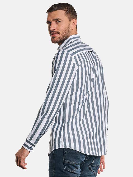 emilio adani Herren Langarm-Hemd gestreift Blau 32615