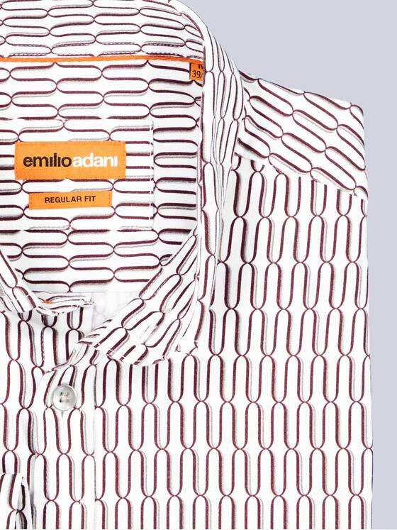 emilio adani Herren Jerseyhemd mit Muster Bordeaux 40933