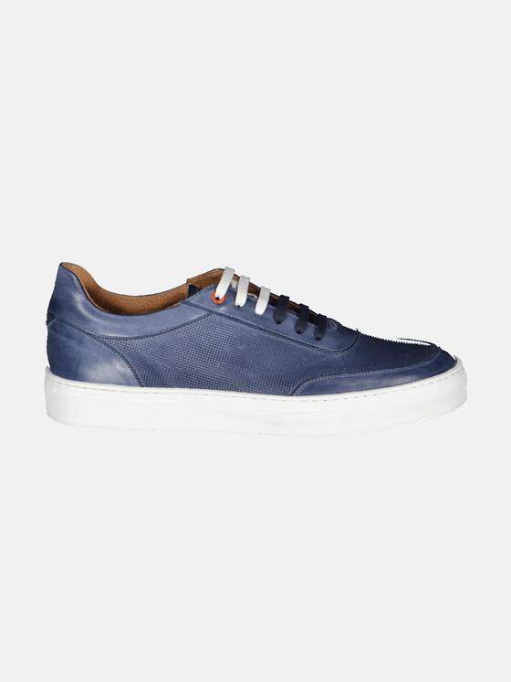 emilio adani Herren Leder-Sneaker Blau 32661