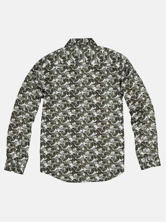 emilio adani Herren Langarm-Hemd mit Floralprint Grün 32289