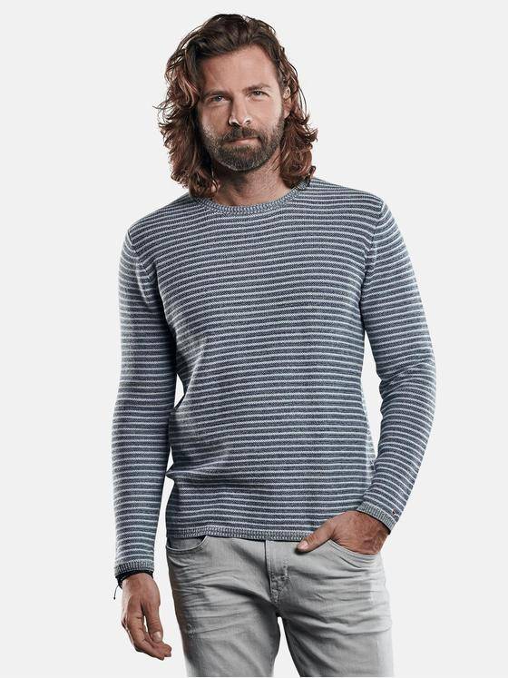 emilio adani Herren Pullover in modischer Ringeloptik Blau 29245