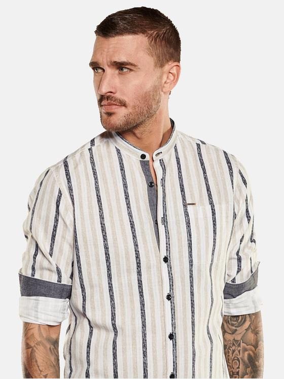 emilio adani Herren Langarm-Hemd gemustert Beige 34955