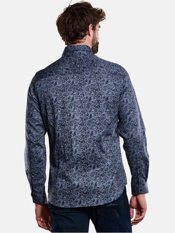 engbers Herren Langarm-Hemd mit Paisley-Print Saphirblau 33363