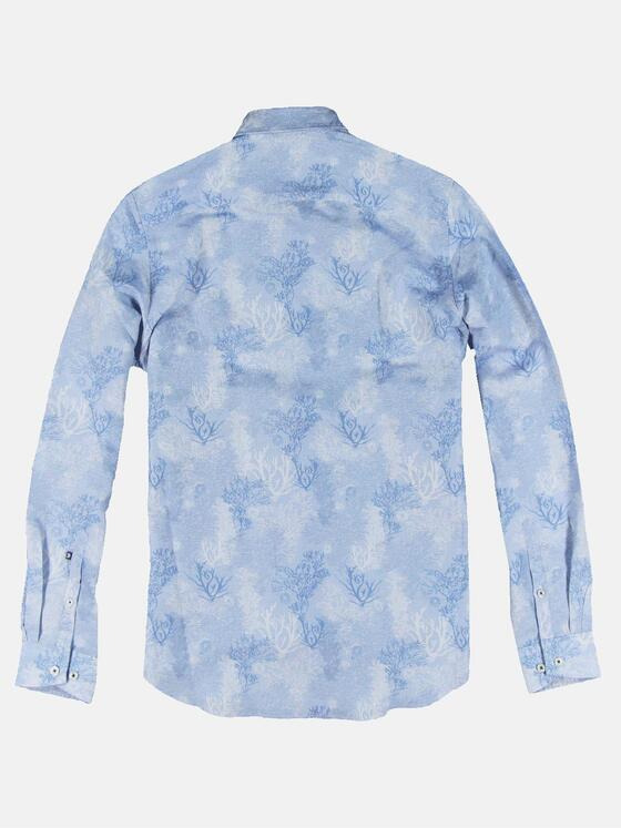 ENGBERS GERMANY Herren Langarm-Hemd aus Leinen Blau 31643