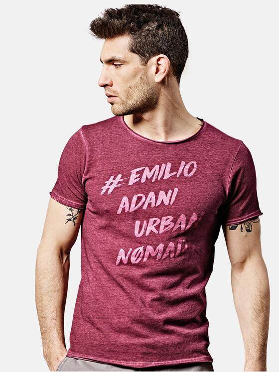emilio adani Herren Rundhals T-Shirt Rot 25691