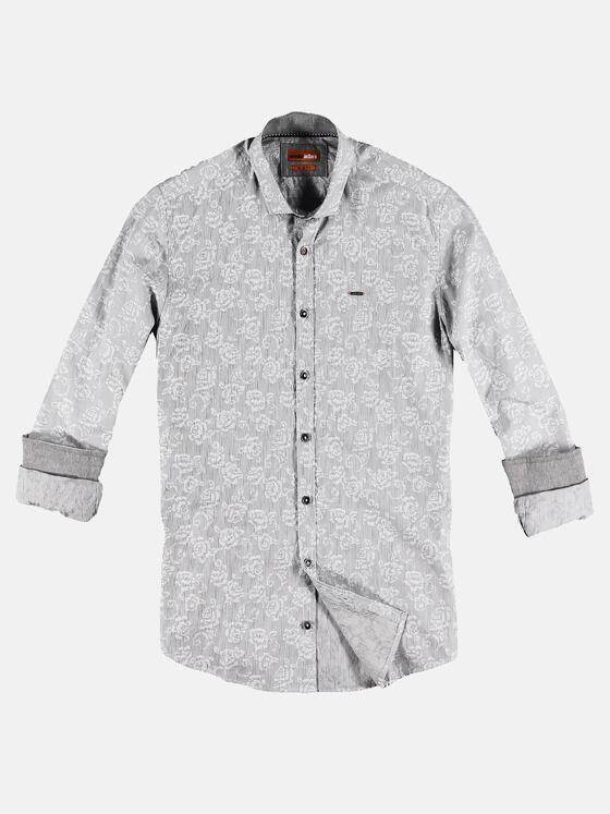 emilio adani Herren Langarmhemd mit floralem Muster Grau 30549
