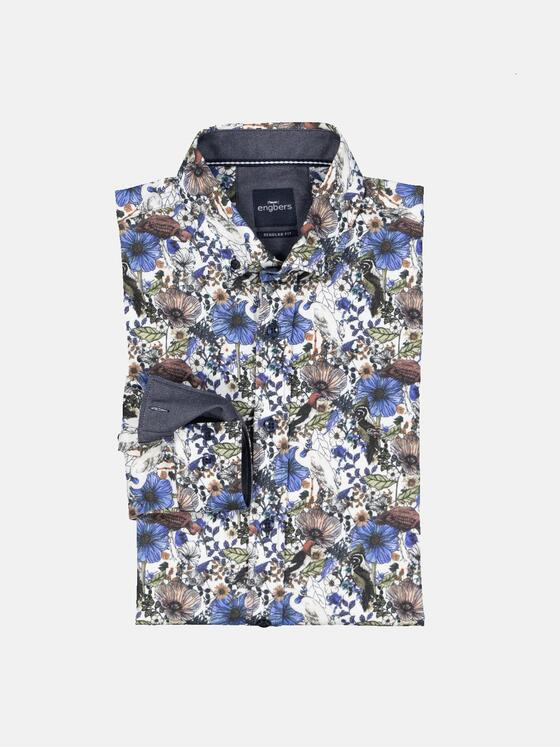 engbers Herren Langarm-Hemd gemustert Royalblau 36225