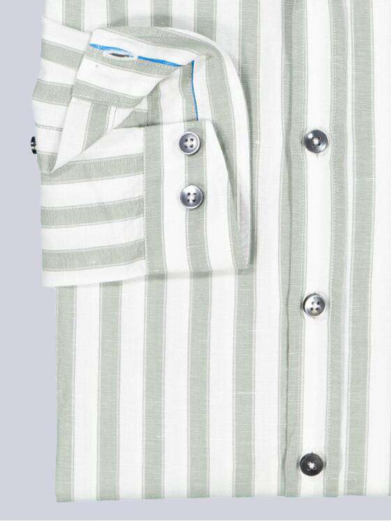 ENGBERS GERMANY Herren Langarm-Hemd mit Leinenanteil Hellgruen 38546