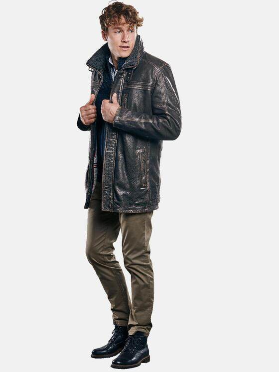 engbers Herren Lange Lederjacke Anthrazit 30753