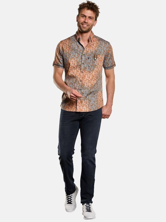 engbers Herren Kurzarm-Hemd gemustert Dunkelorange 33038