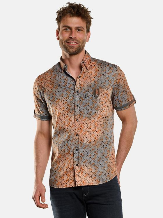 engbers Herren Kurzarm-Hemd gemustert Dunkelorange 33038
