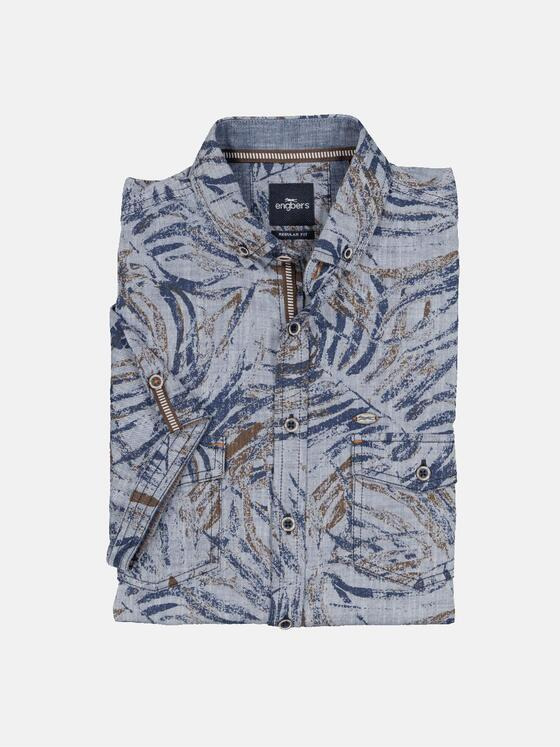 engbers Herren Kurzarm-Hemd gemustert Blau 35334