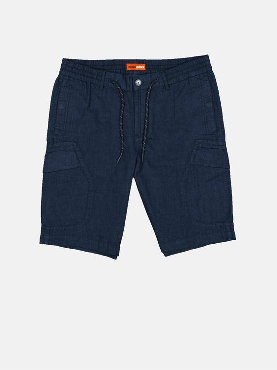 emilio adani Herren Bermuda-Cargo mit Leinen-Anteil Blau 33208