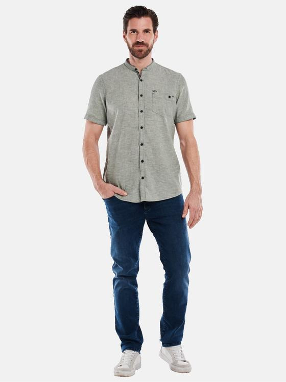 engbers Herren Kurzarm-Hemd mit Leinenanteil Khaki 34940