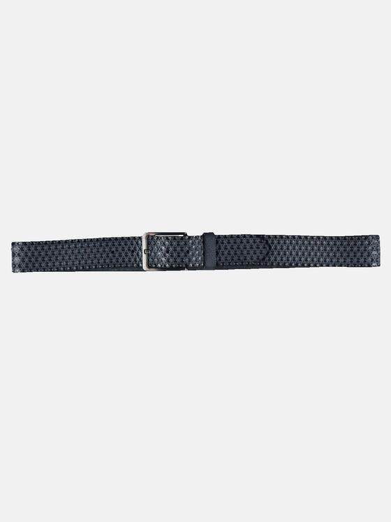 emilio adani Herren Ledergürtel Prägung Blau 31503