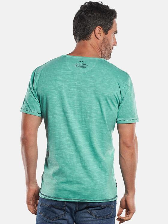 engbers Herren T-Shirt mit Knopfleiste und Kontrastdetails Grün 29800