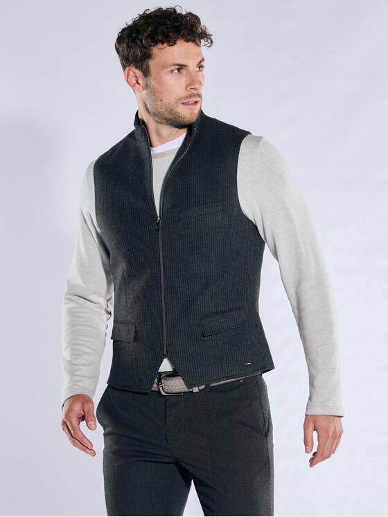 emilio adani Herren Sakko-Weste mit Zipper Anthrazit 39896