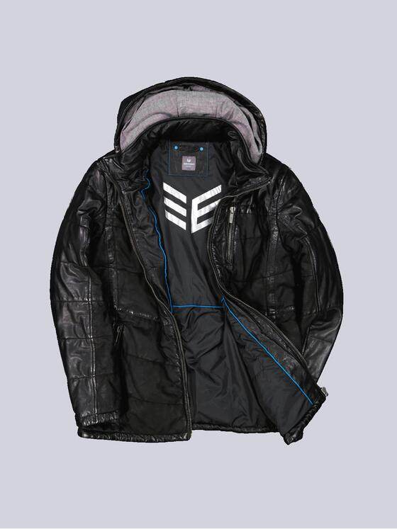 ENGBERS GERMANY Herren Lederjacke aus Materialmix Schwarz 35439