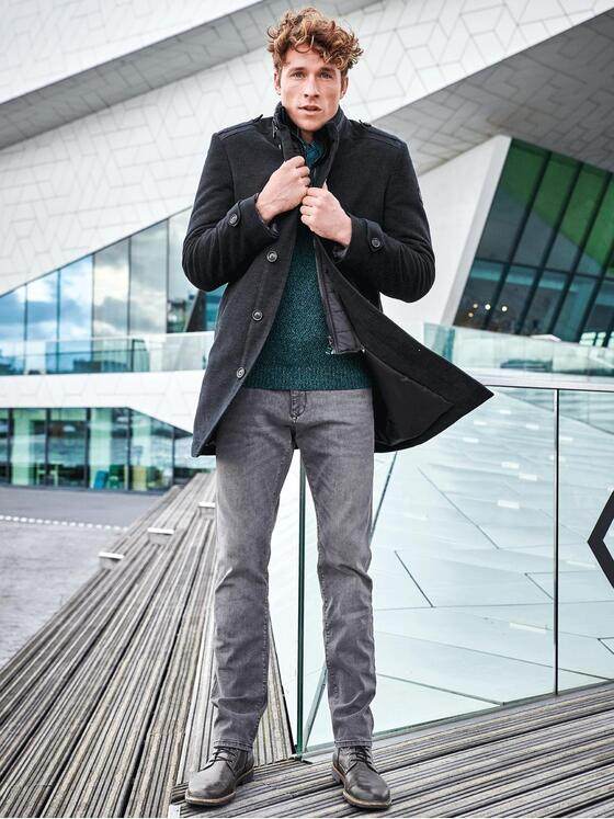 engbers Herren Mantel mit herausnehmbarem Inlet Schwarz 30772